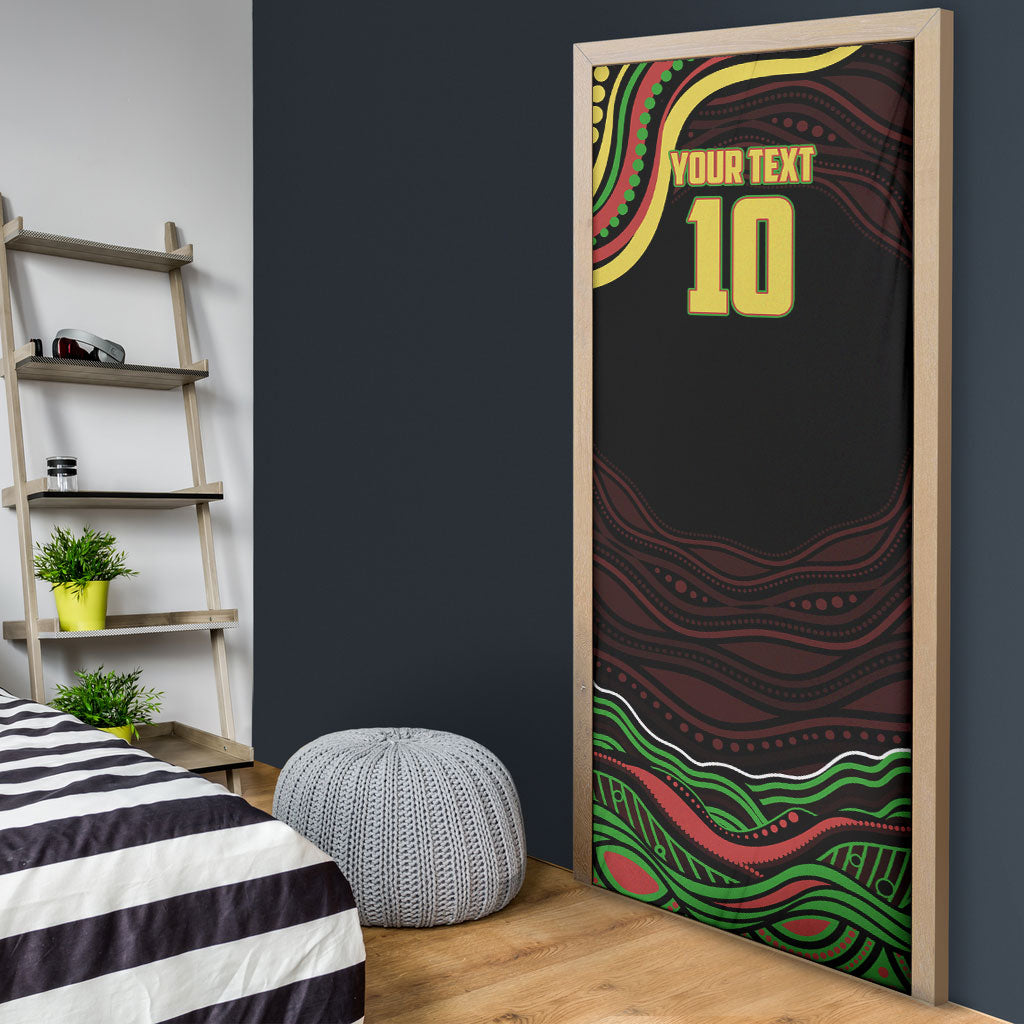 Personalized Penrith Panthers Rugby Mascot Door Cover Aboriginal Dot Art - Dreamtime Rugby Mascot