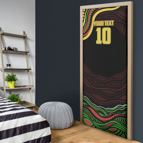 Personalized Penrith Panthers Rugby Mascot Door Cover Aboriginal Dot Art - Dreamtime Rugby Mascot