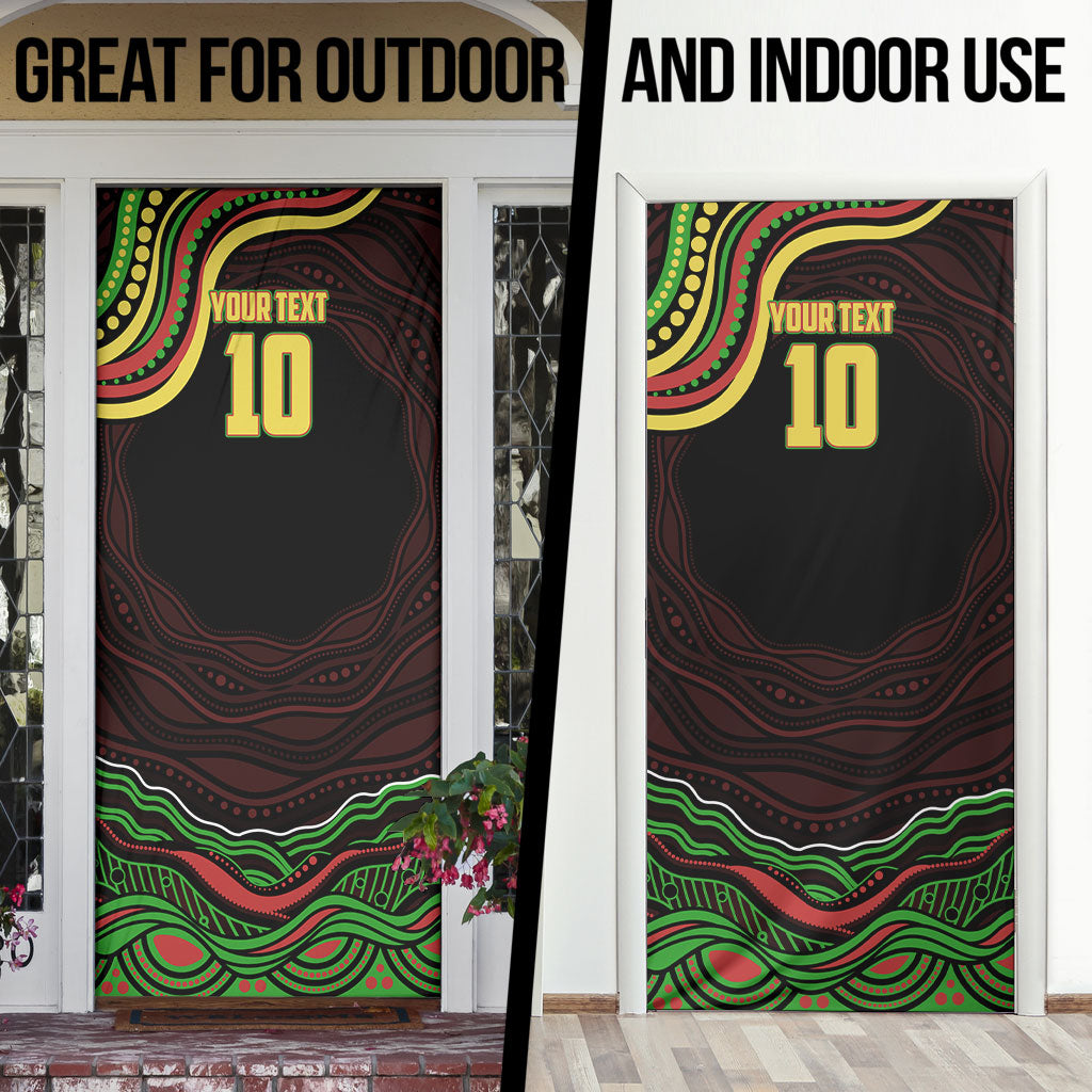 Personalized Penrith Panthers Rugby Mascot Door Cover Aboriginal Dot Art - Dreamtime Rugby Mascot