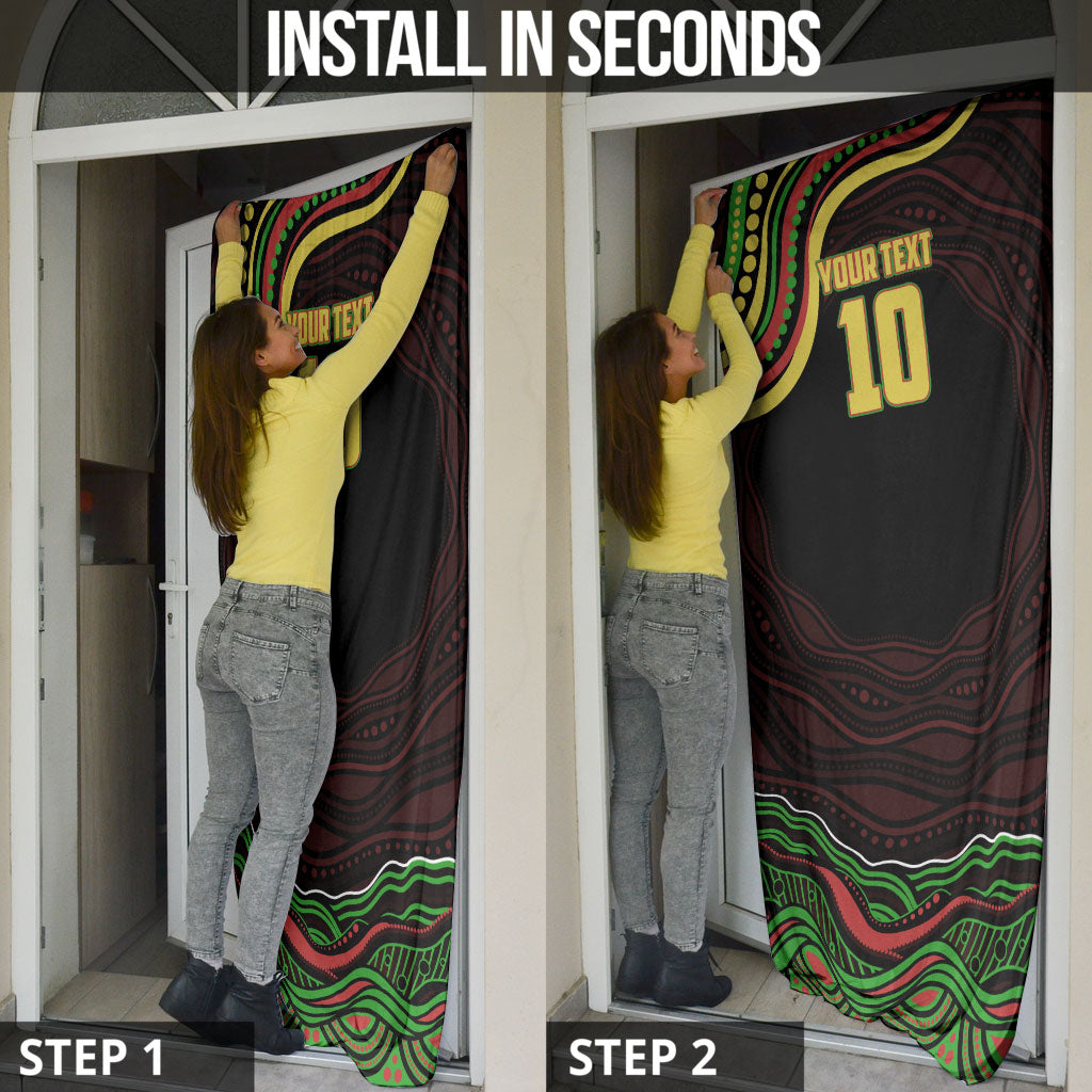 Personalized Penrith Panthers Rugby Mascot Door Cover Aboriginal Dot Art - Dreamtime Rugby Mascot