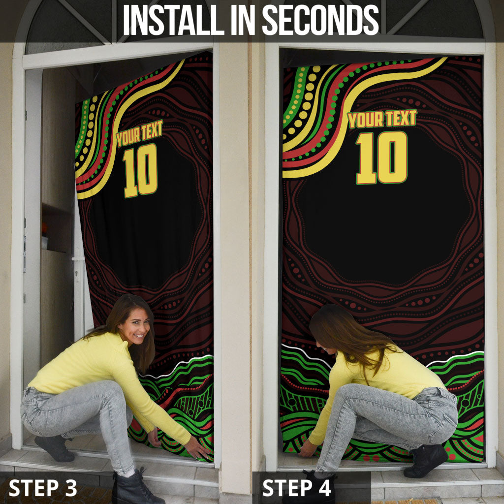 Personalized Penrith Panthers Rugby Mascot Door Cover Aboriginal Dot Art - Dreamtime Rugby Mascot