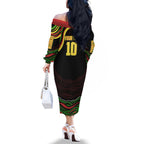 Personalized Penrith Panthers Rugby Mascot Family Matching Off The Shoulder Long Sleeve Dress and Hawaiian Shirt Aboriginal Dot Art - Dreamtime Rugby Mascot