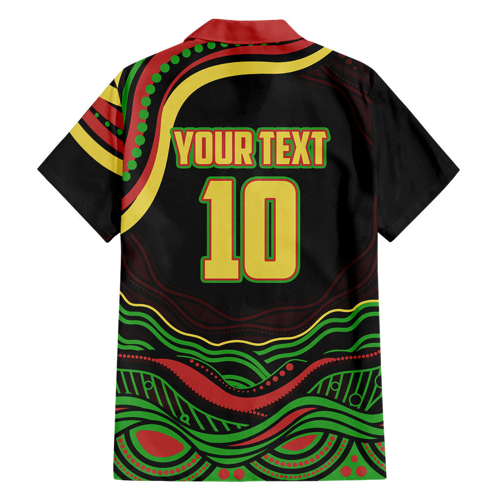 Personalized Penrith Panthers Rugby Mascot Family Matching Off Shoulder Maxi Dress and Hawaiian Shirt Aboriginal Dot Art - Dreamtime Rugby Mascot