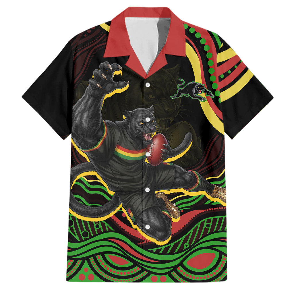Personalized Penrith Panthers Rugby Mascot Family Matching Puletasi and Hawaiian Shirt Aboriginal Dot Art - Dreamtime Rugby Mascot