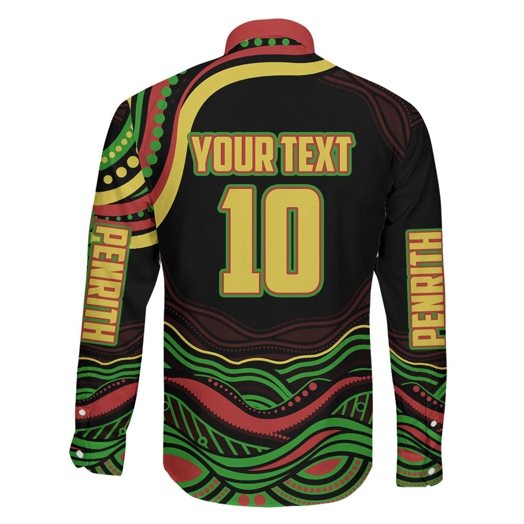 Personalized Penrith Panthers Rugby Mascot Family Matching Puletasi and Hawaiian Shirt Aboriginal Dot Art - Dreamtime Rugby Mascot