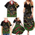 Personalized Penrith Panthers Rugby Mascot Family Matching Summer Maxi Dress and Hawaiian Shirt Aboriginal Dot Art - Dreamtime Rugby Mascot