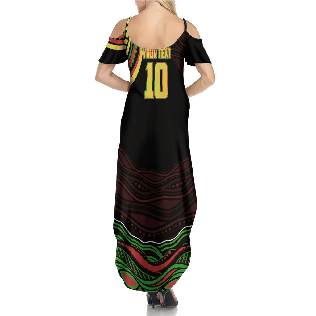 Personalized Penrith Panthers Rugby Mascot Family Matching Summer Maxi Dress and Hawaiian Shirt Aboriginal Dot Art - Dreamtime Rugby Mascot