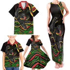 Personalized Penrith Panthers Rugby Mascot Family Matching Tank Maxi Dress and Hawaiian Shirt Aboriginal Dot Art - Dreamtime Rugby Mascot