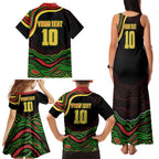 Personalized Penrith Panthers Rugby Mascot Family Matching Tank Maxi Dress and Hawaiian Shirt Aboriginal Dot Art - Dreamtime Rugby Mascot