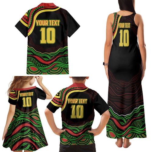 Personalized Penrith Panthers Rugby Mascot Family Matching Tank Maxi Dress and Hawaiian Shirt Aboriginal Dot Art - Dreamtime Rugby Mascot