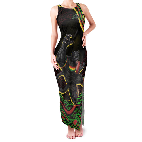 Personalized Penrith Panthers Rugby Mascot Family Matching Tank Maxi Dress and Hawaiian Shirt Aboriginal Dot Art - Dreamtime Rugby Mascot