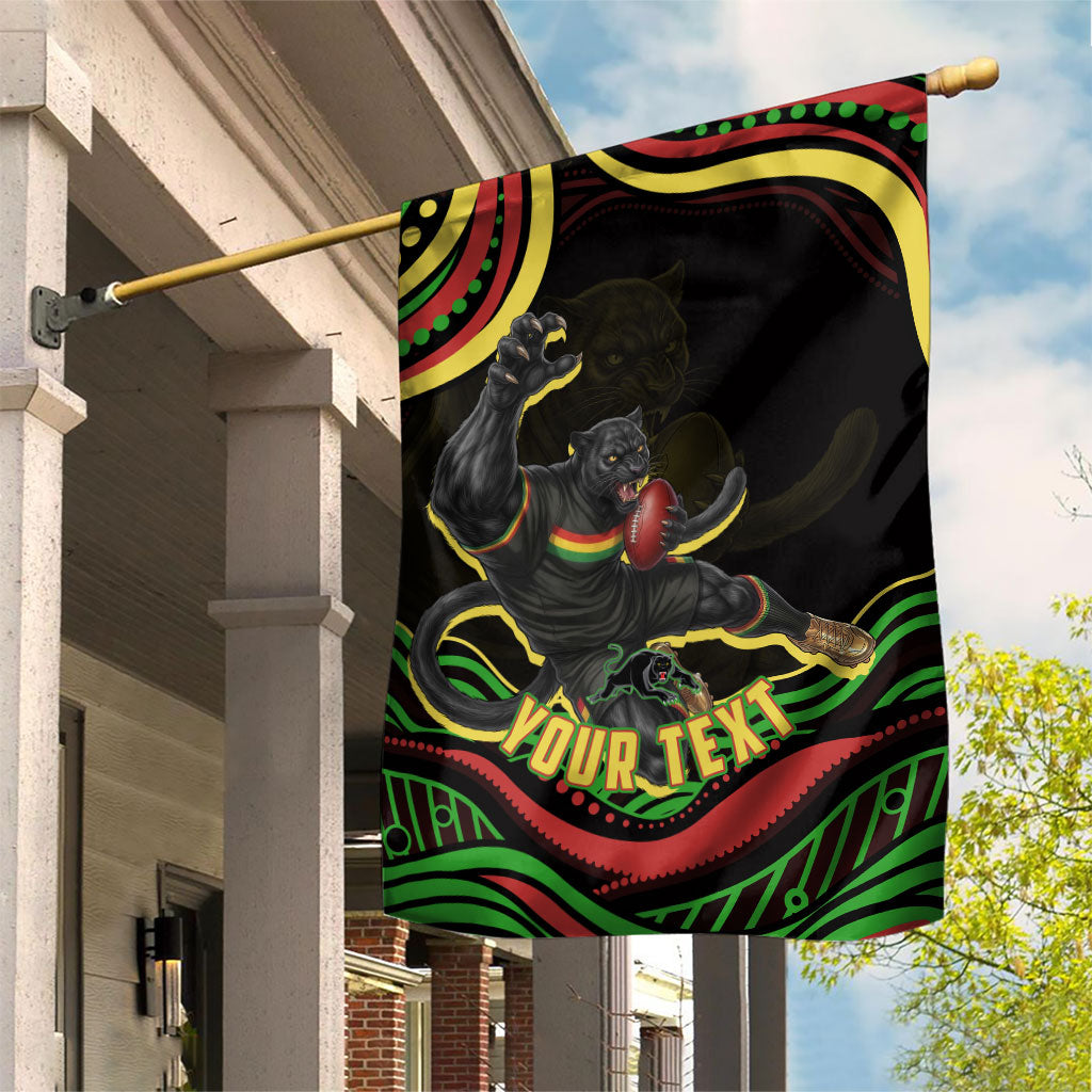Personalized Penrith Panthers Rugby Mascot Garden Flag Aboriginal Dot Art - Dreamtime Rugby Mascot