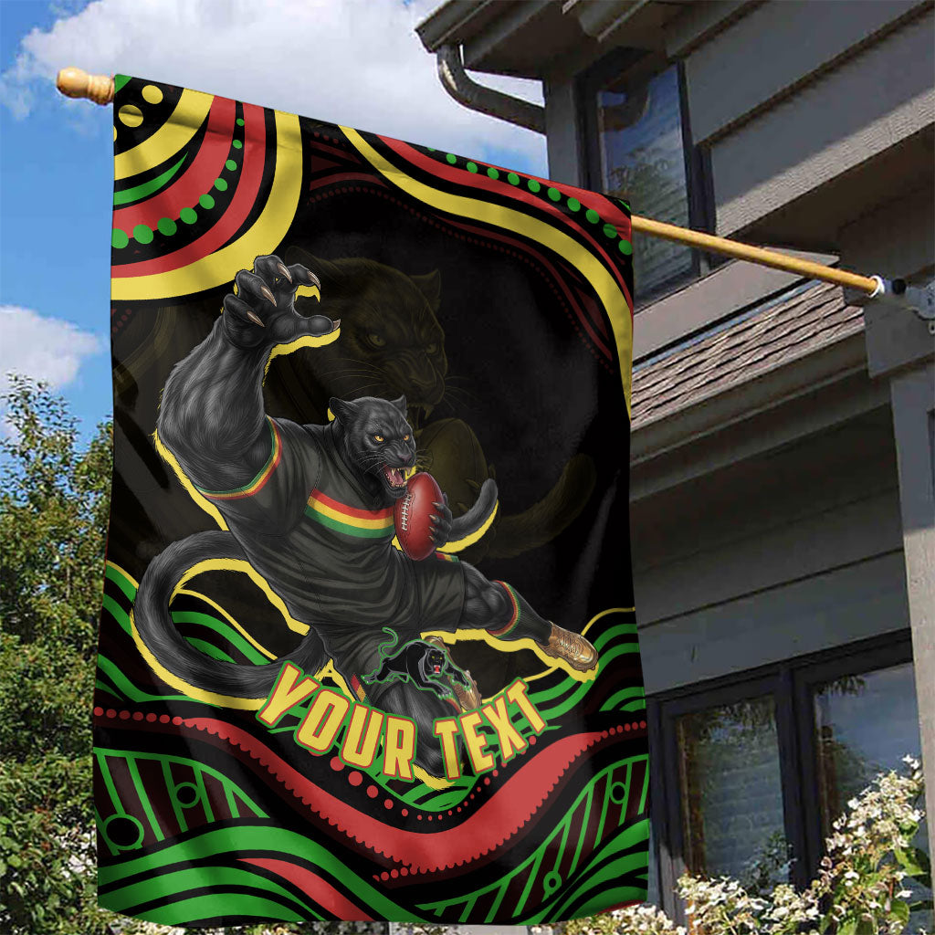 Personalized Penrith Panthers Rugby Mascot Garden Flag Aboriginal Dot Art - Dreamtime Rugby Mascot