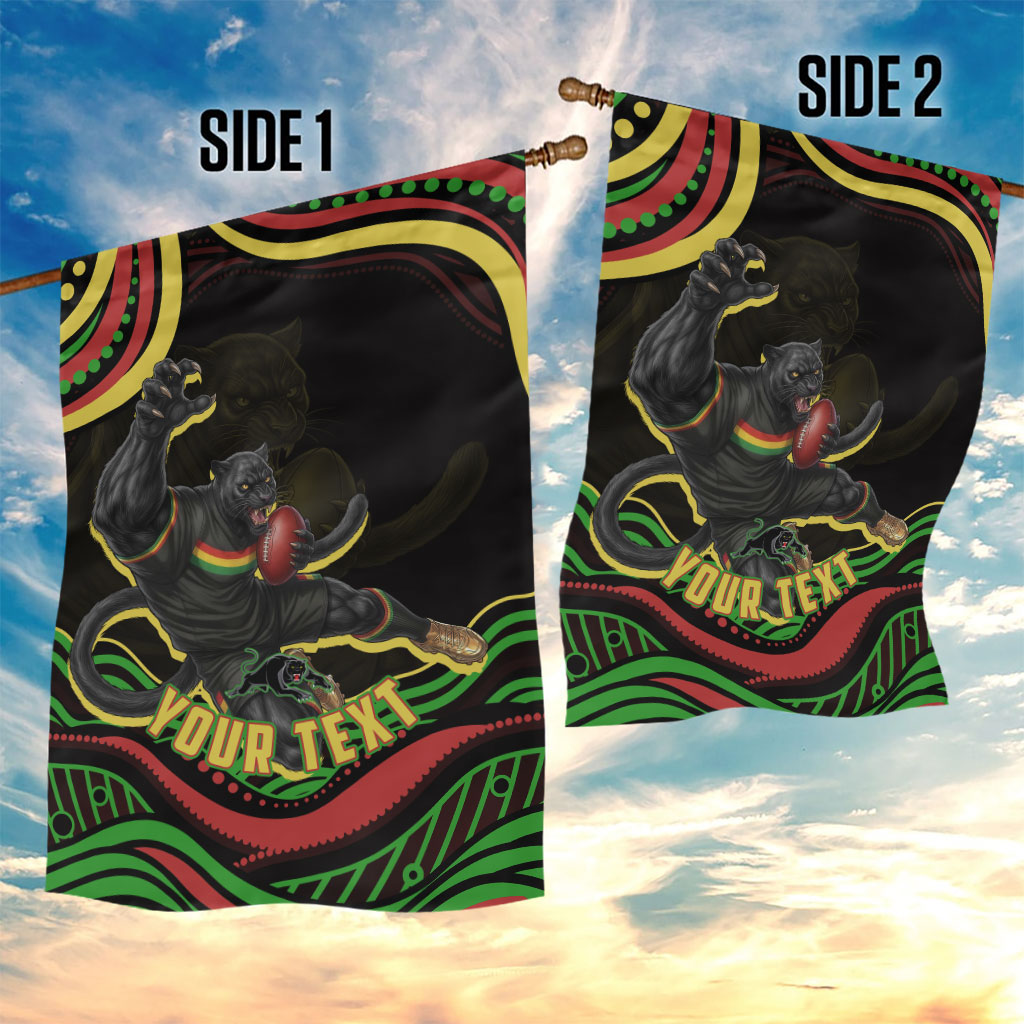 Personalized Penrith Panthers Rugby Mascot Garden Flag Aboriginal Dot Art - Dreamtime Rugby Mascot