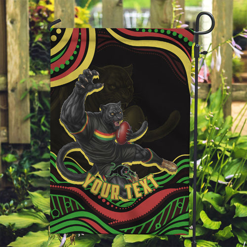Personalized Penrith Panthers Rugby Mascot Garden Flag Aboriginal Dot Art - Dreamtime Rugby Mascot