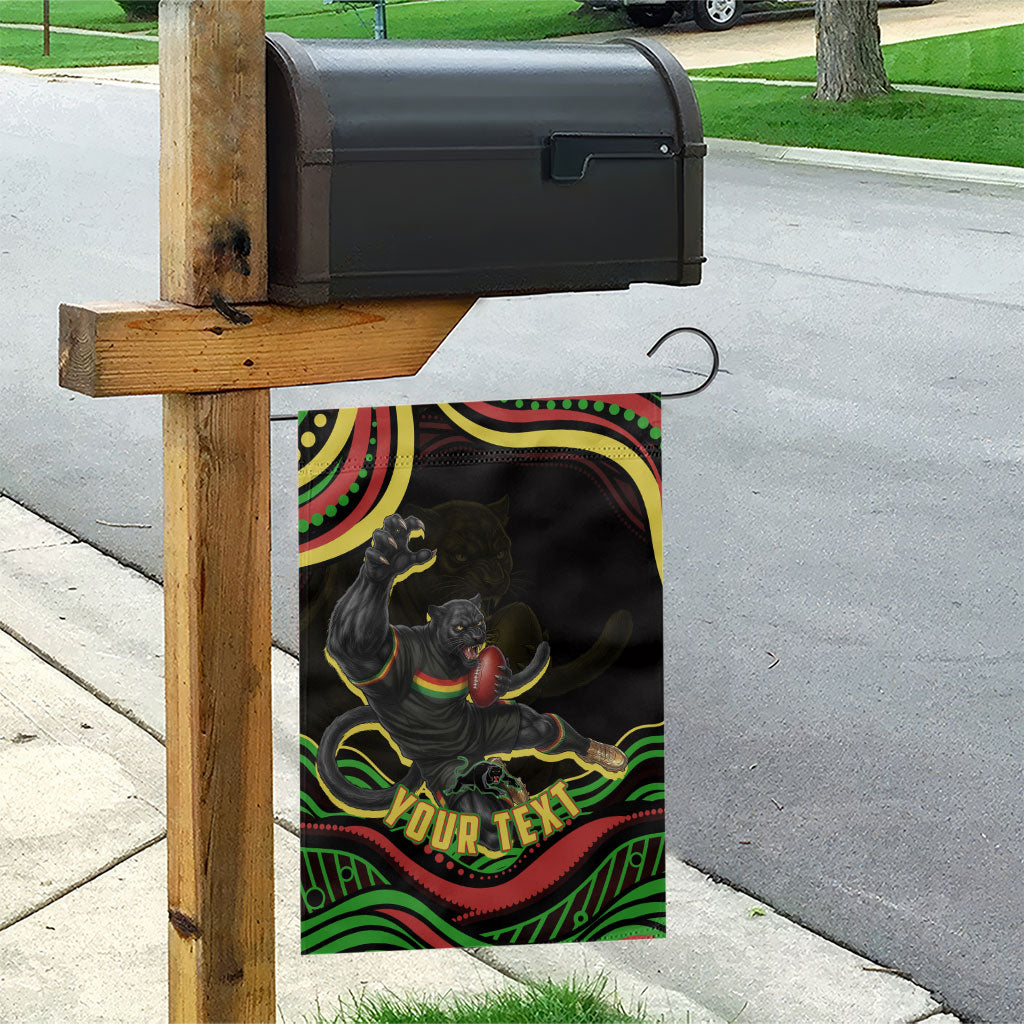 Personalized Penrith Panthers Rugby Mascot Garden Flag Aboriginal Dot Art - Dreamtime Rugby Mascot