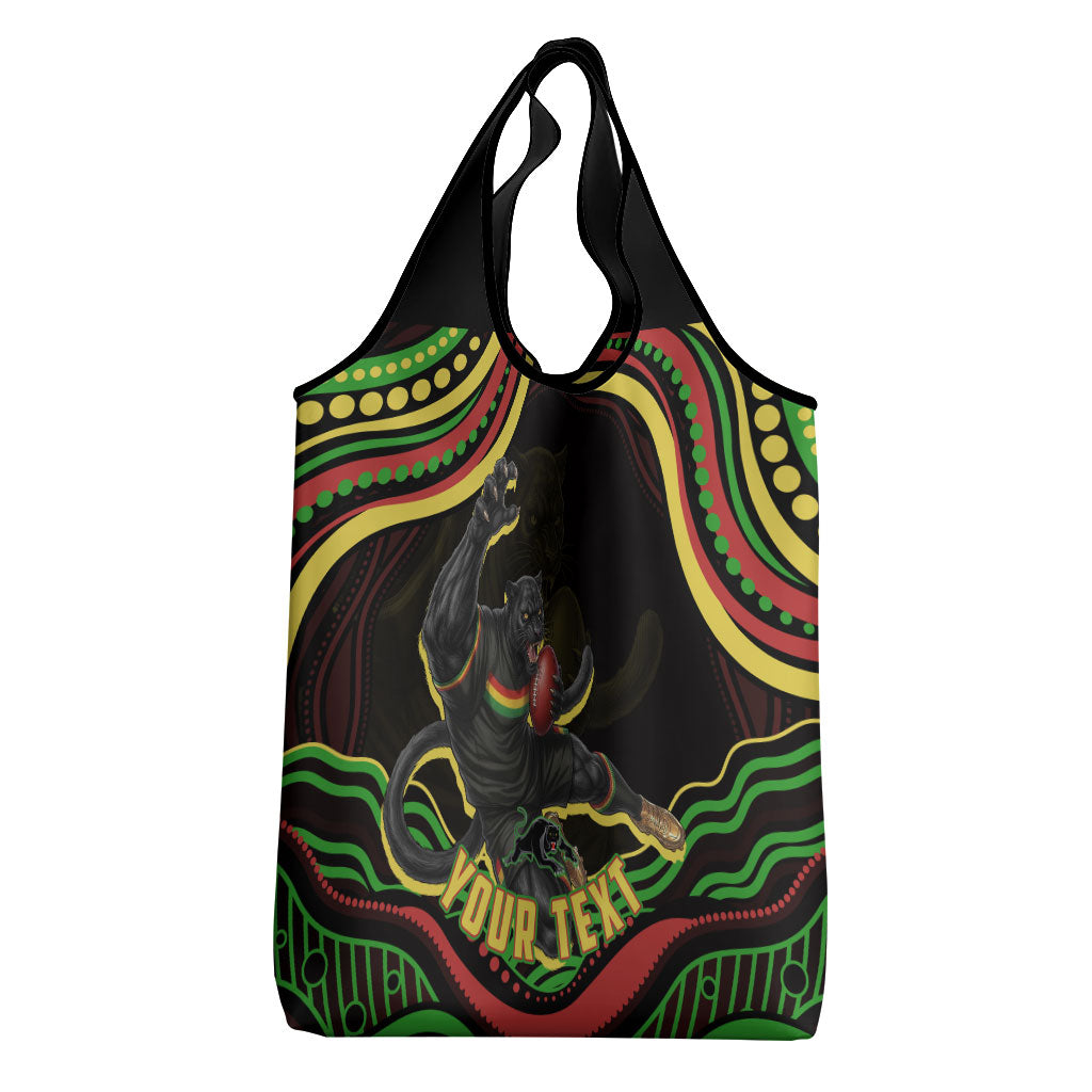 Personalized Penrith Panthers Rugby Mascot Grocery Bag Aboriginal Dot Art - Dreamtime Rugby Mascot