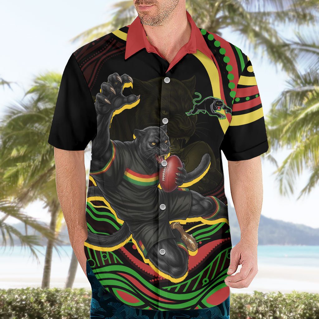 Personalized Penrith Panthers Rugby Mascot Hawaiian Shirt Aboriginal Dot Art - Dreamtime Rugby Mascot