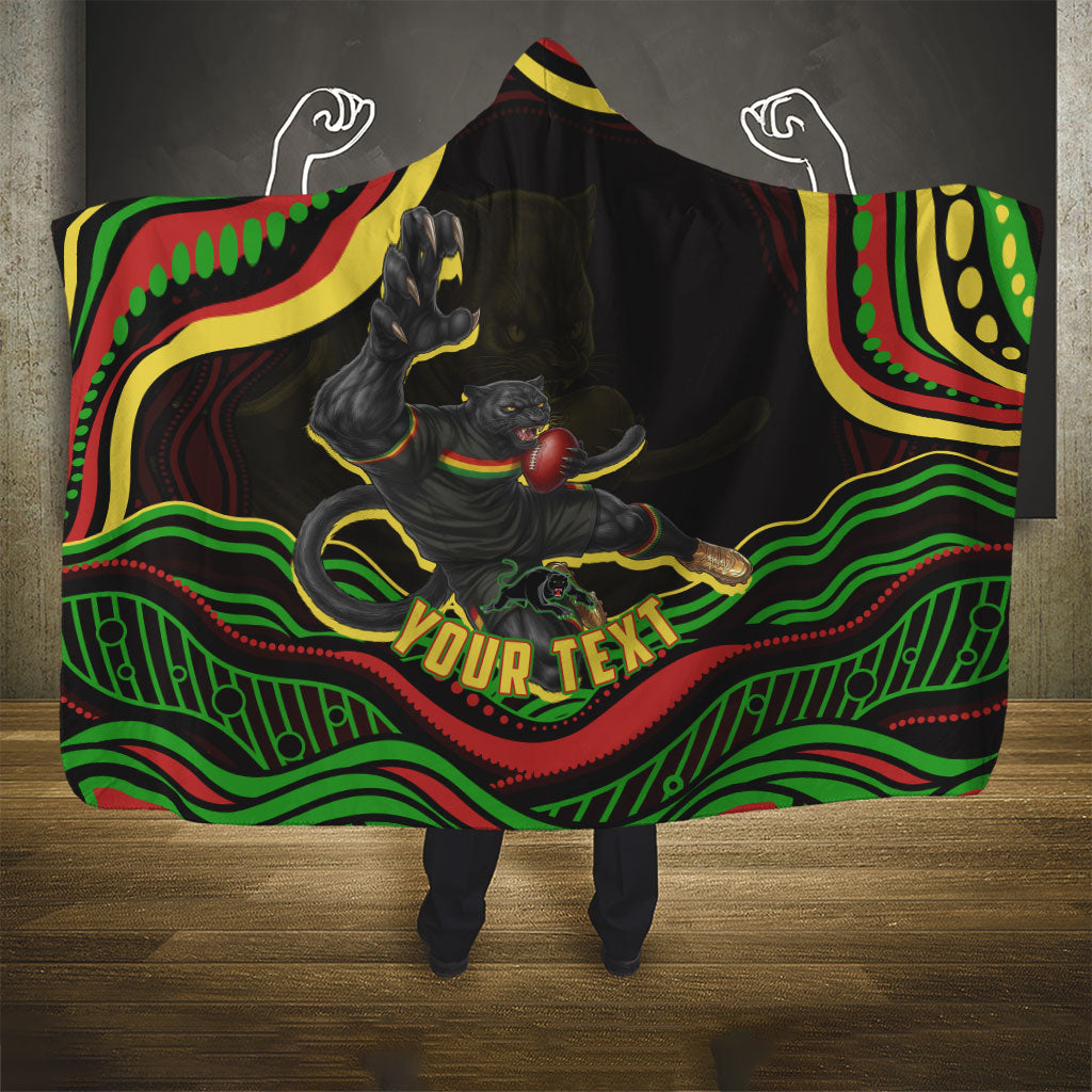 Personalized Penrith Panthers Rugby Mascot Hooded Blanket Aboriginal Dot Art - Dreamtime Rugby Mascot