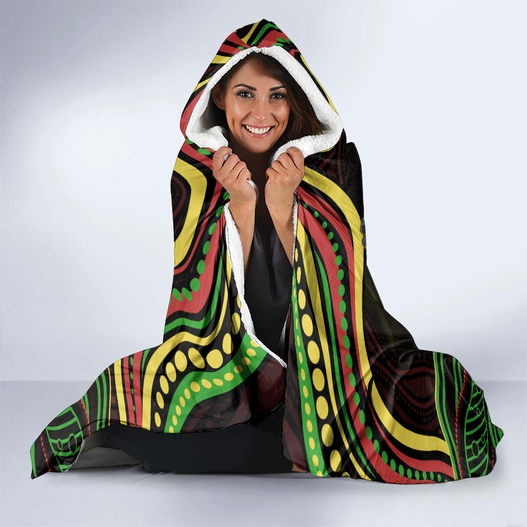 Personalized Penrith Panthers Rugby Mascot Hooded Blanket Aboriginal Dot Art - Dreamtime Rugby Mascot