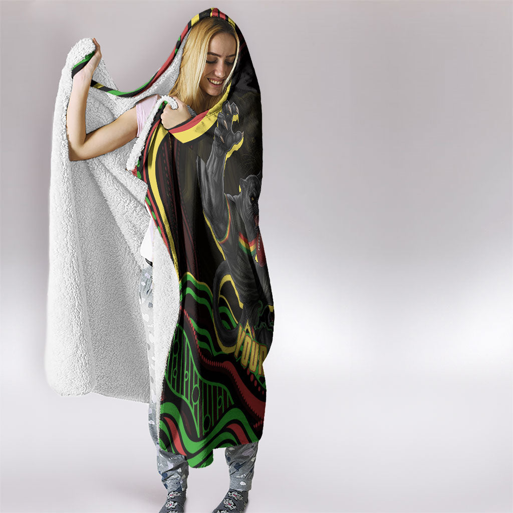 Personalized Penrith Panthers Rugby Mascot Hooded Blanket Aboriginal Dot Art - Dreamtime Rugby Mascot