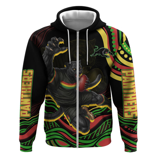Personalized Penrith Panthers Rugby Mascot Hoodie Aboriginal Dot Art - Dreamtime Rugby Mascot