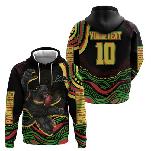 Personalized Penrith Panthers Rugby Mascot Hoodie Aboriginal Dot Art - Dreamtime Rugby Mascot