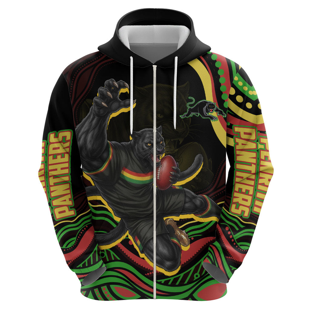 Personalized Penrith Panthers Rugby Mascot Hoodie Aboriginal Dot Art - Dreamtime Rugby Mascot