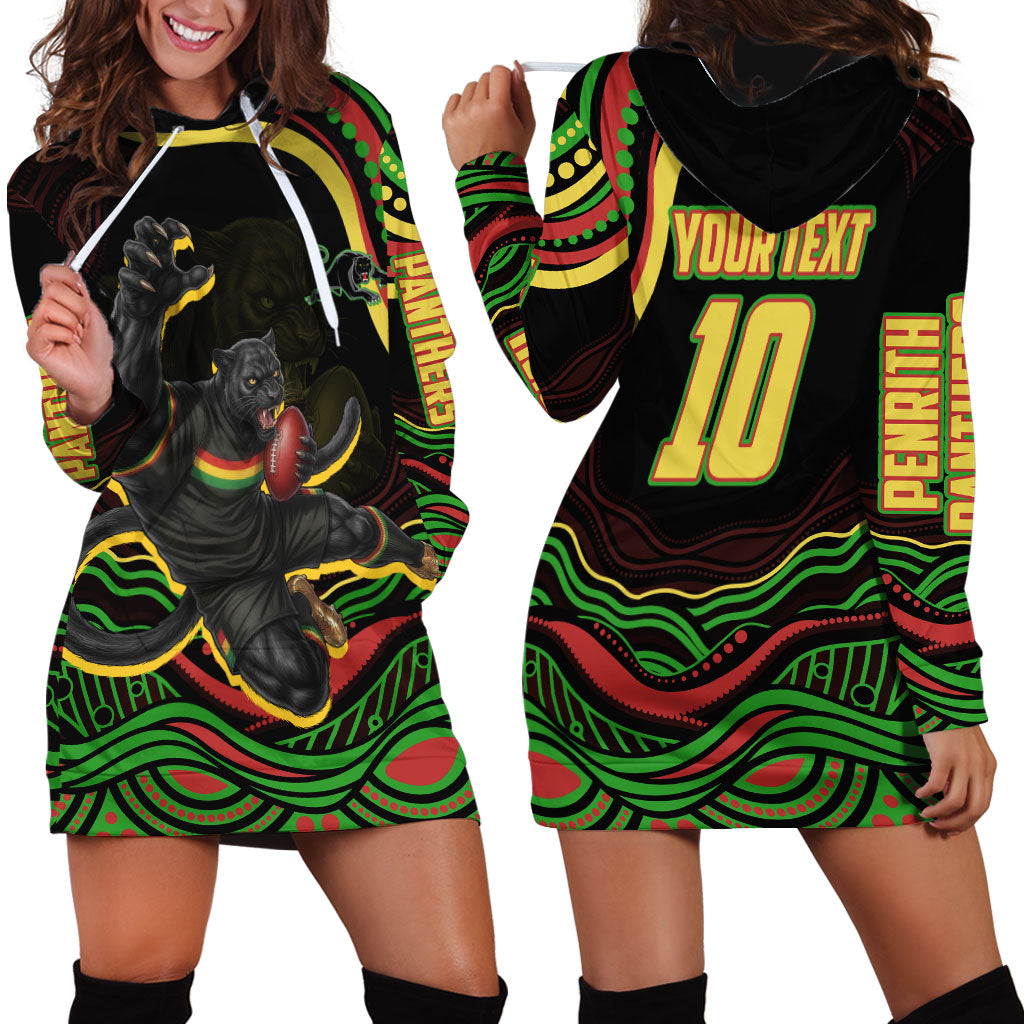 Personalized Penrith Panthers Rugby Mascot Hoodie Dress Aboriginal Dot Art - Dreamtime Rugby Mascot