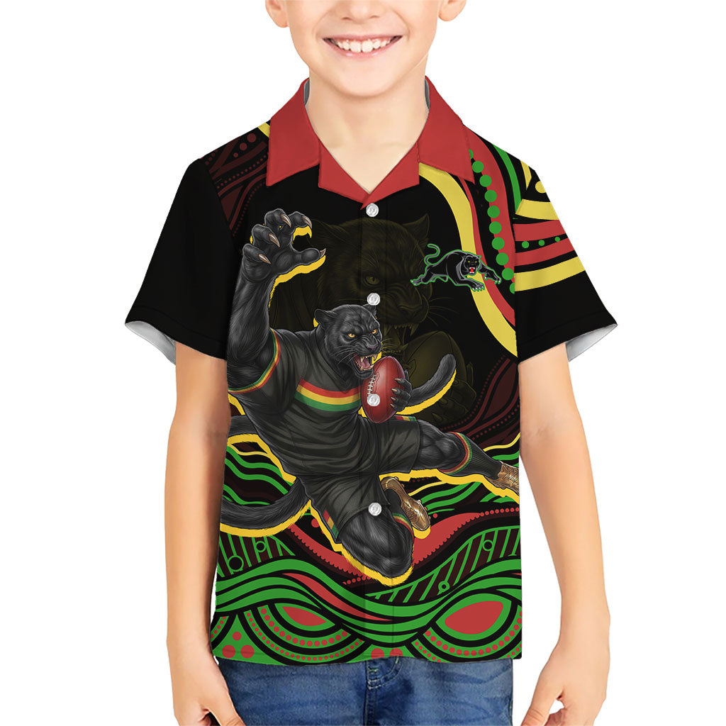 Personalized Penrith Panthers Rugby Mascot Kid Hawaiian Shirt Aboriginal Dot Art - Dreamtime Rugby Mascot