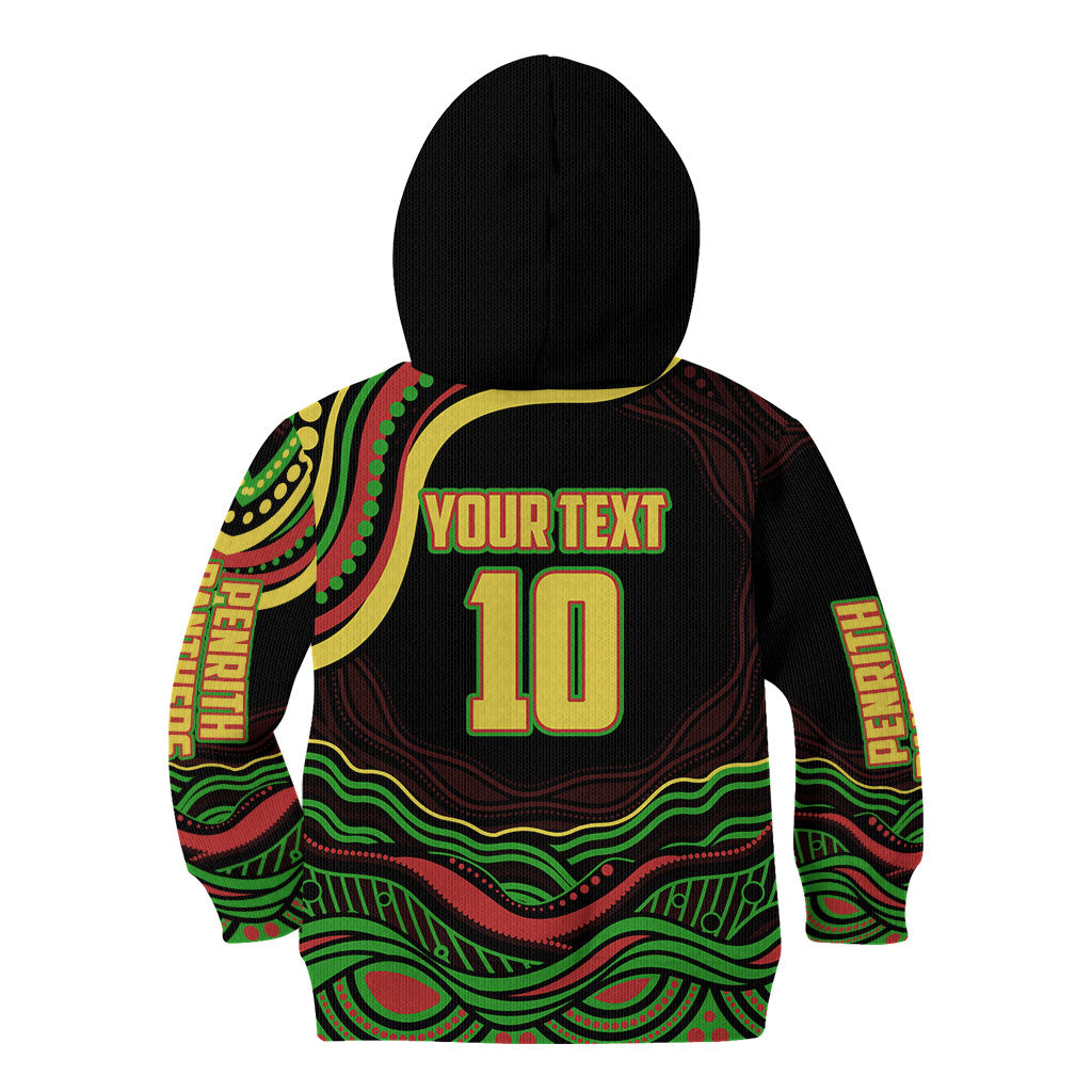 Personalized Penrith Panthers Rugby Mascot Kid Hoodie Aboriginal Dot Art - Dreamtime Rugby Mascot