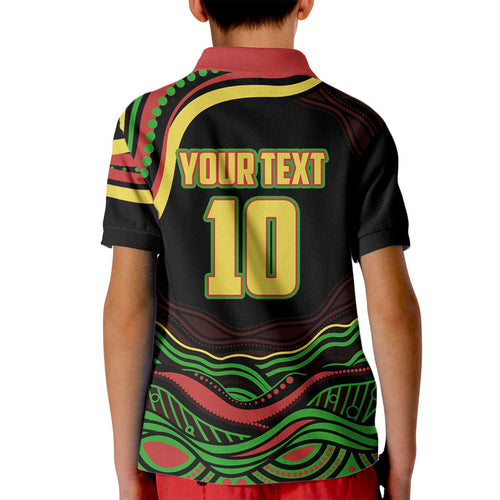 Personalized Penrith Panthers Rugby Mascot Kid Polo Shirt Aboriginal Dot Art - Dreamtime Rugby Mascot