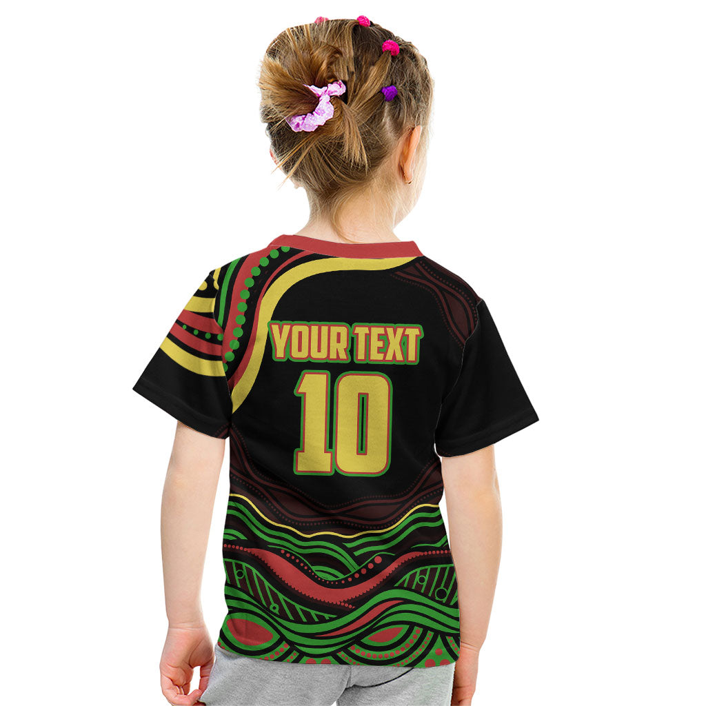 Personalized Penrith Panthers Rugby Mascot Kid T Shirt Aboriginal Dot Art - Dreamtime Rugby Mascot