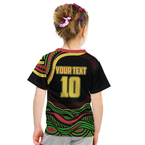 Personalized Penrith Panthers Rugby Mascot Kid T Shirt Aboriginal Dot Art - Dreamtime Rugby Mascot