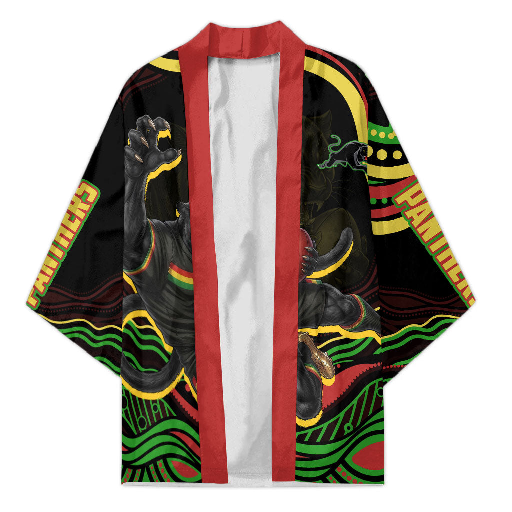Personalized Penrith Panthers Rugby Mascot Kimono Aboriginal Dot Art - Dreamtime Rugby Mascot