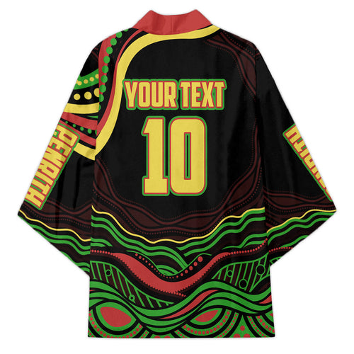 Personalized Penrith Panthers Rugby Mascot Kimono Aboriginal Dot Art - Dreamtime Rugby Mascot