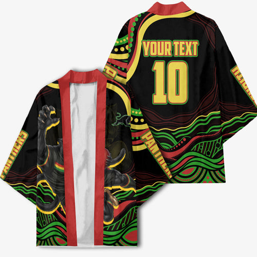 Personalized Penrith Panthers Rugby Mascot Kimono Aboriginal Dot Art - Dreamtime Rugby Mascot