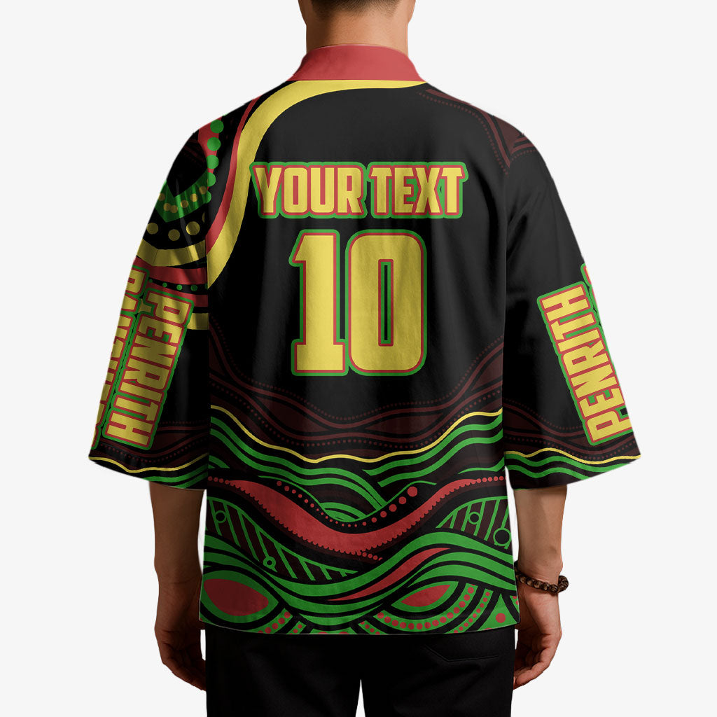 Personalized Penrith Panthers Rugby Mascot Kimono Aboriginal Dot Art - Dreamtime Rugby Mascot