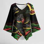 Personalized Penrith Panthers Rugby Mascot Kimono Sleeve Blouse Aboriginal Dot Art - Dreamtime Rugby Mascot