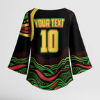 Personalized Penrith Panthers Rugby Mascot Kimono Sleeve Blouse Aboriginal Dot Art - Dreamtime Rugby Mascot