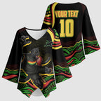 Personalized Penrith Panthers Rugby Mascot Kimono Sleeve Blouse Aboriginal Dot Art - Dreamtime Rugby Mascot