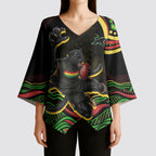 Personalized Penrith Panthers Rugby Mascot Kimono Sleeve Blouse Aboriginal Dot Art - Dreamtime Rugby Mascot
