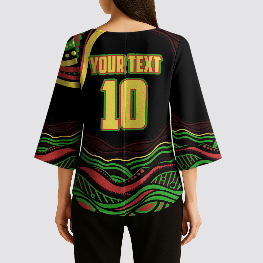 Personalized Penrith Panthers Rugby Mascot Kimono Sleeve Blouse Aboriginal Dot Art - Dreamtime Rugby Mascot