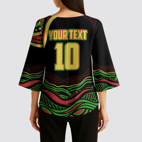 Personalized Penrith Panthers Rugby Mascot Kimono Sleeve Blouse Aboriginal Dot Art - Dreamtime Rugby Mascot