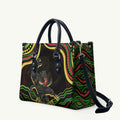 Personalized Penrith Panthers Rugby Mascot Leather Bag Aboriginal Dot Art - Dreamtime Rugby Mascot