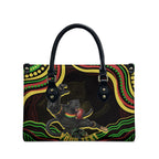 Personalized Penrith Panthers Rugby Mascot Leather Bag Aboriginal Dot Art - Dreamtime Rugby Mascot