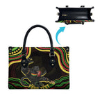 Personalized Penrith Panthers Rugby Mascot Leather Bag Aboriginal Dot Art - Dreamtime Rugby Mascot