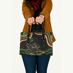 Personalized Penrith Panthers Rugby Mascot Leather Bag Aboriginal Dot Art - Dreamtime Rugby Mascot
