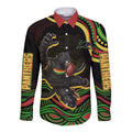 Personalized Penrith Panthers Rugby Mascot Long Sleeve Button Shirt Aboriginal Dot Art - Dreamtime Rugby Mascot