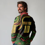 Personalized Penrith Panthers Rugby Mascot Long Sleeve Polo Shirt Aboriginal Dot Art - Dreamtime Rugby Mascot